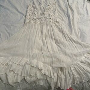 Free People White Lace Mini Dress